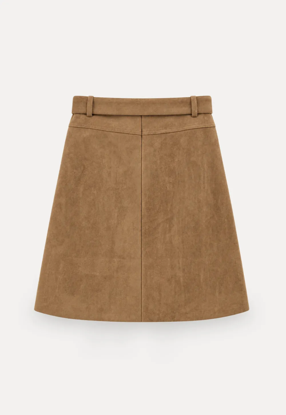 High Waist Suede Skirt with Front Pocket