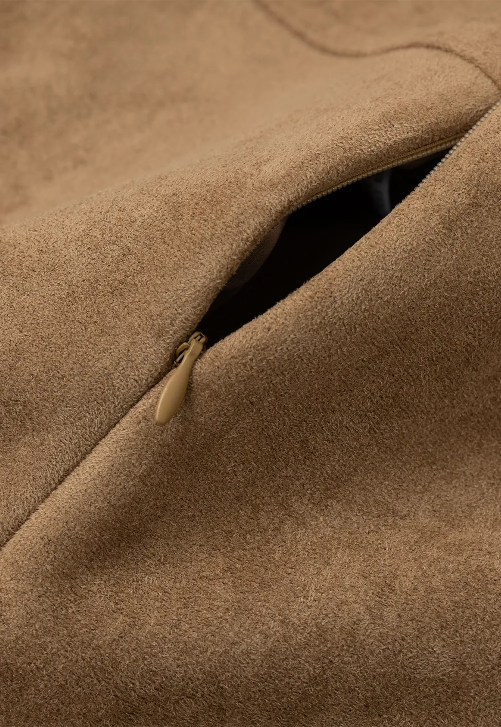 High Waist Suede Skirt with Front Pocket