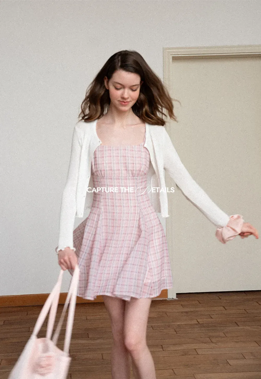 Ribbed Knit Cardigan with Pearl Buttons and Scallop Hem