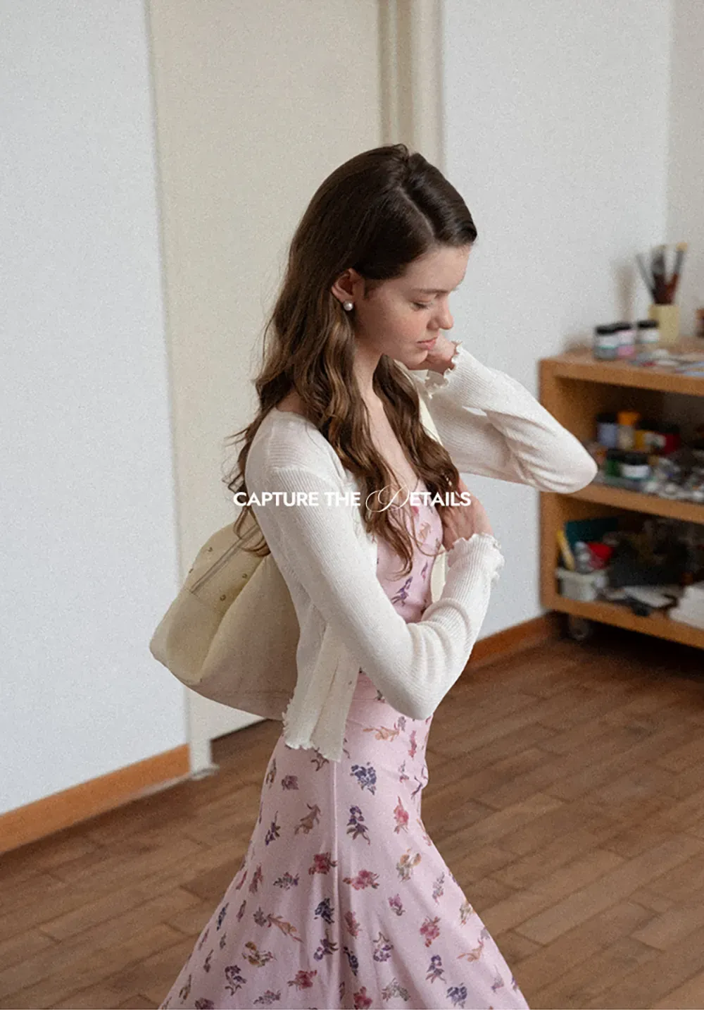 Ribbed Knit Cardigan with Pearl Buttons and Scallop Hem