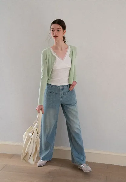 V Neck Long Sleeve Knit Sweater