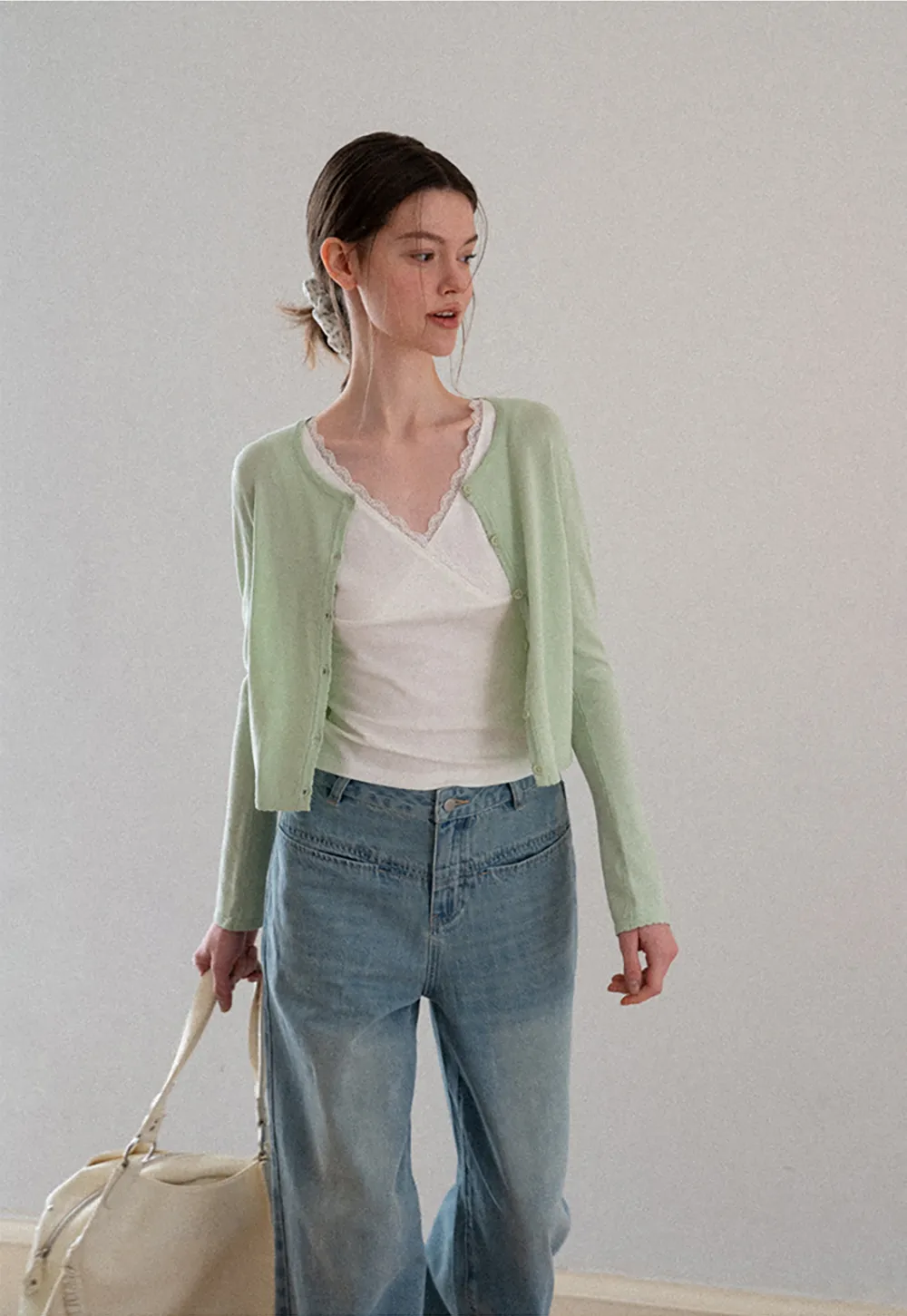 V Neck Long Sleeve Knit Sweater