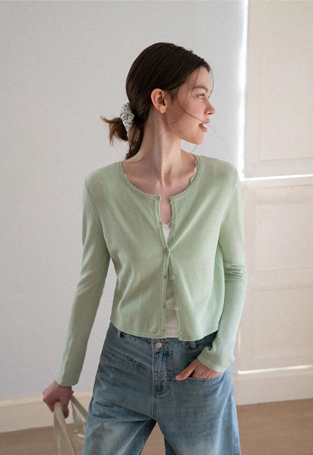 V Neck Long Sleeve Knit Sweater