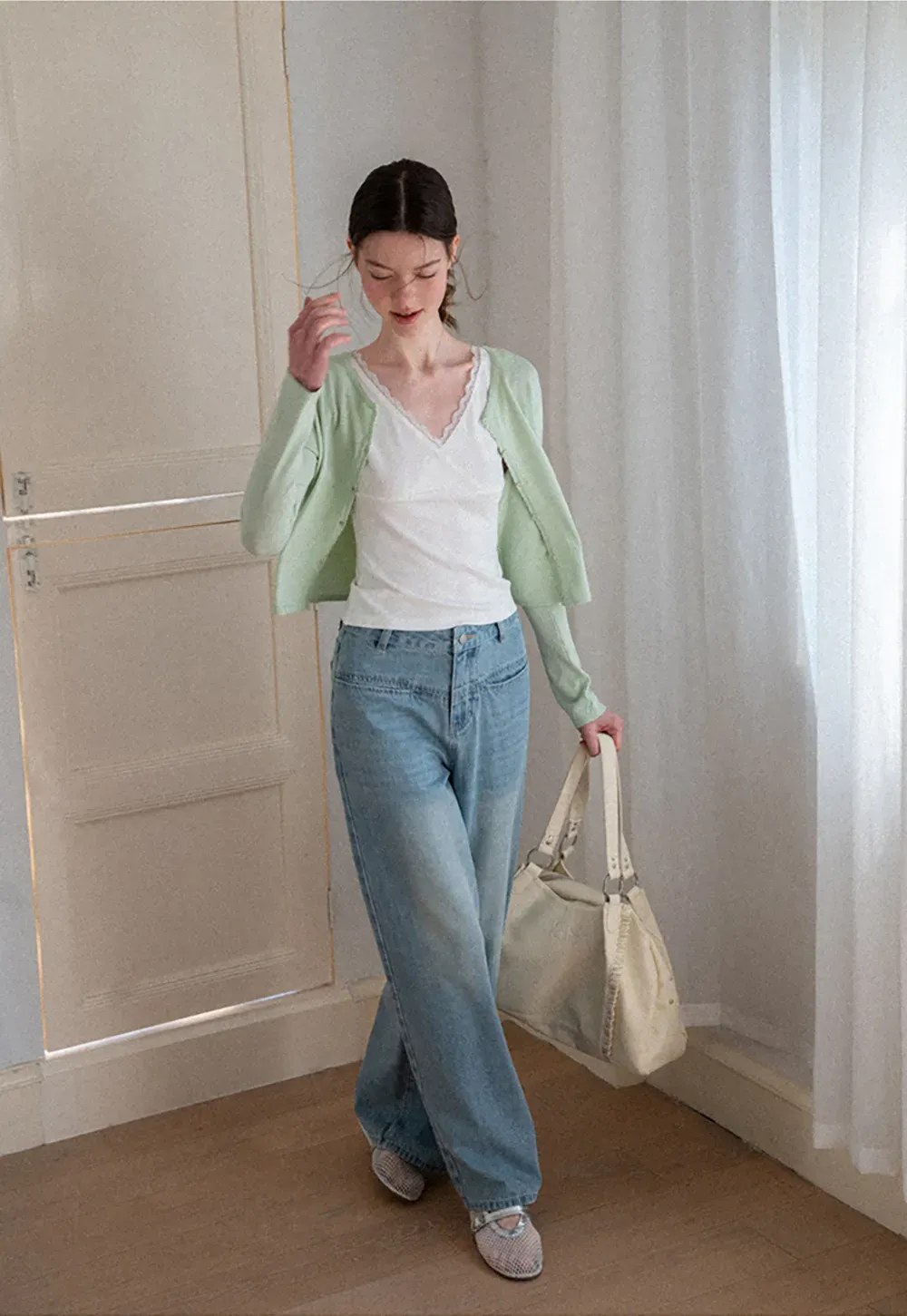 V Neck Long Sleeve Knit Sweater