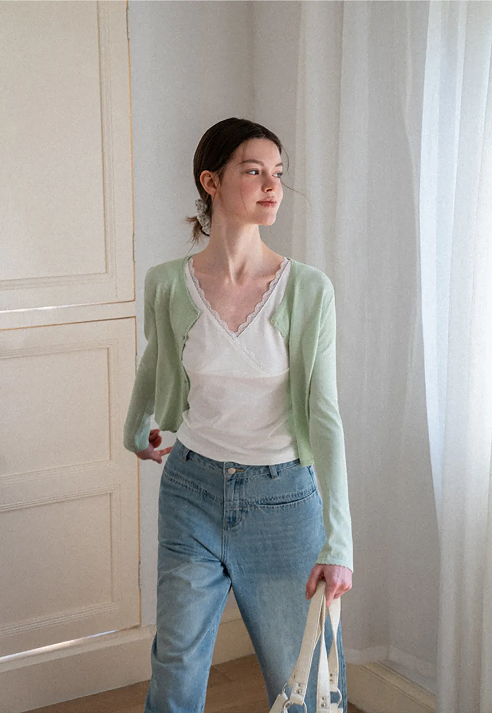 V Neck Long Sleeve Knit Sweater