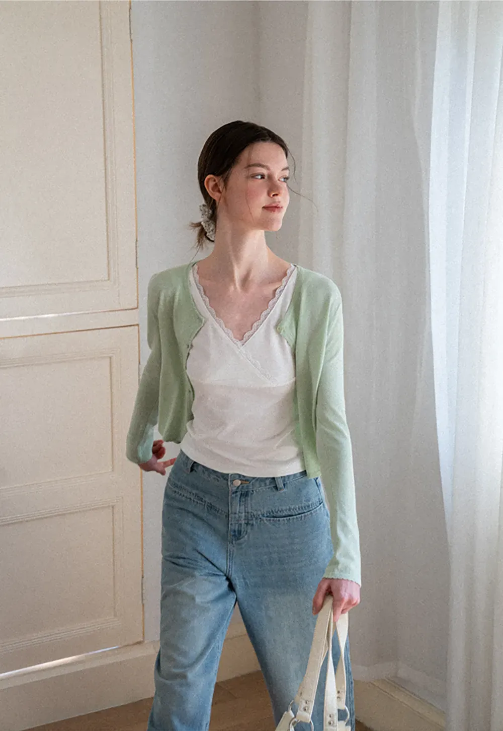 V Neck Long Sleeve Knit Sweater