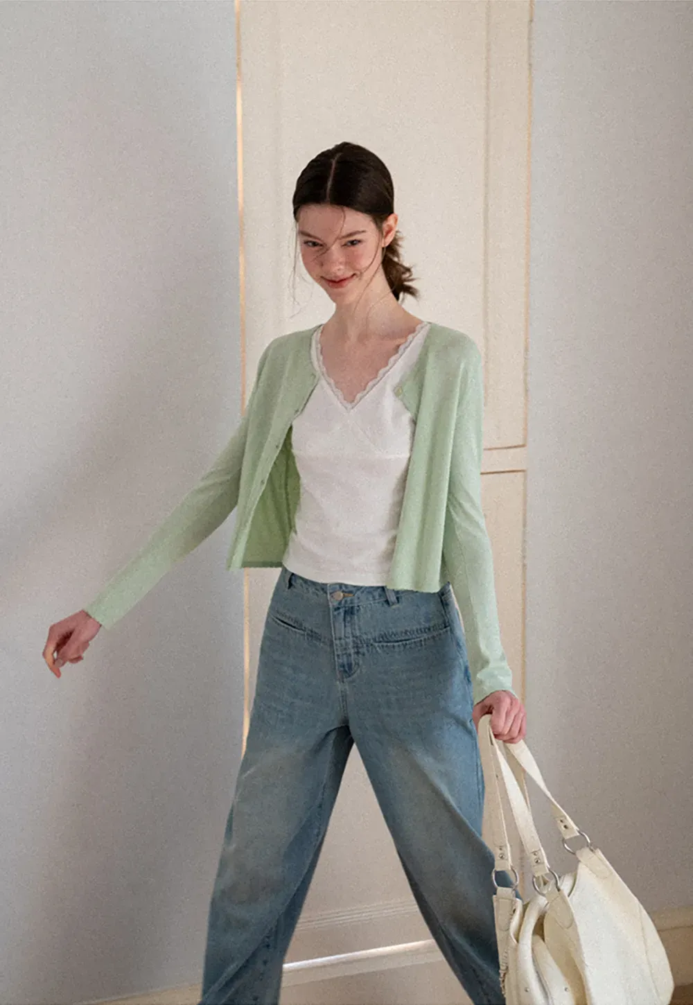 V Neck Long Sleeve Knit Sweater