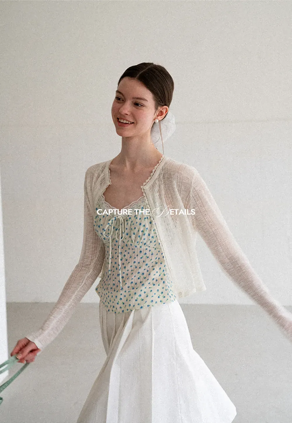 Lace Trim Knit Cardigan Long Sleeve Open Front