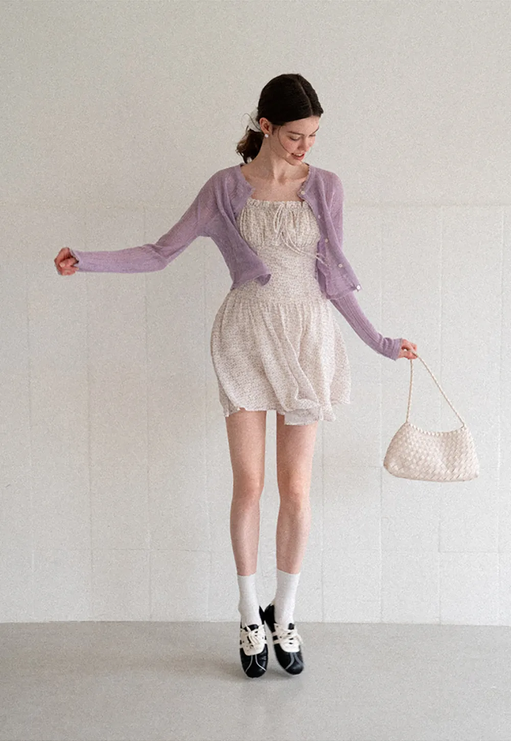 Lace Trim Knit Cardigan Long Sleeve Open Front