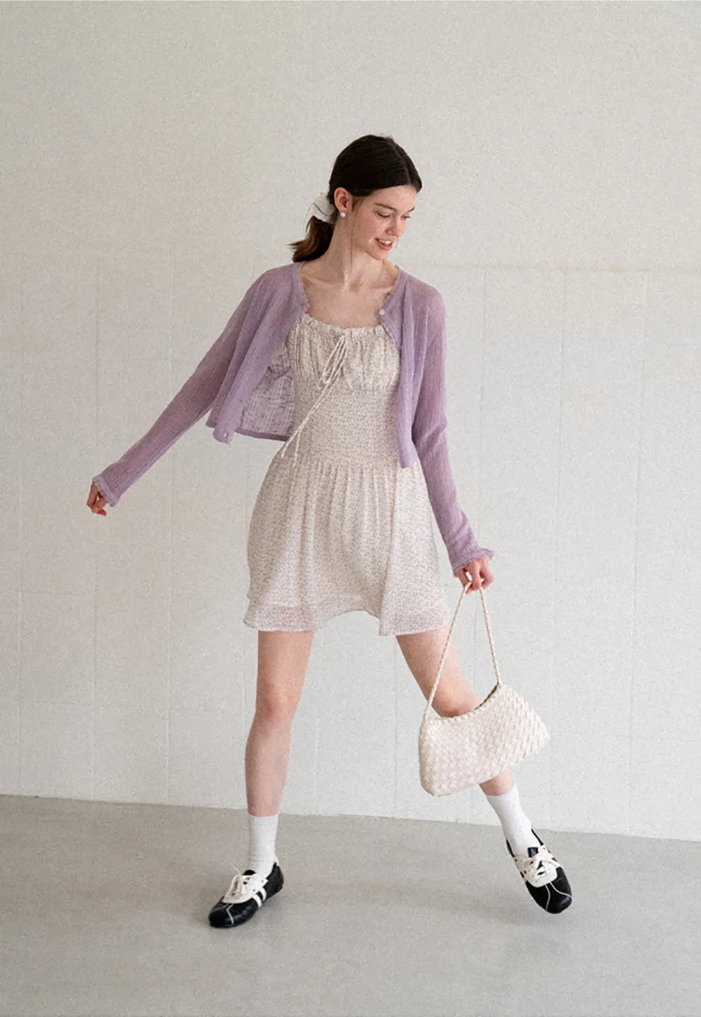 Lace Trim Knit Cardigan Long Sleeve Open Front