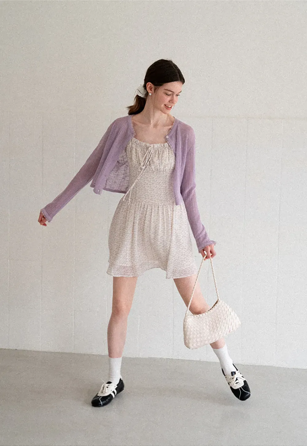 Lace Trim Knit Cardigan Long Sleeve Open Front