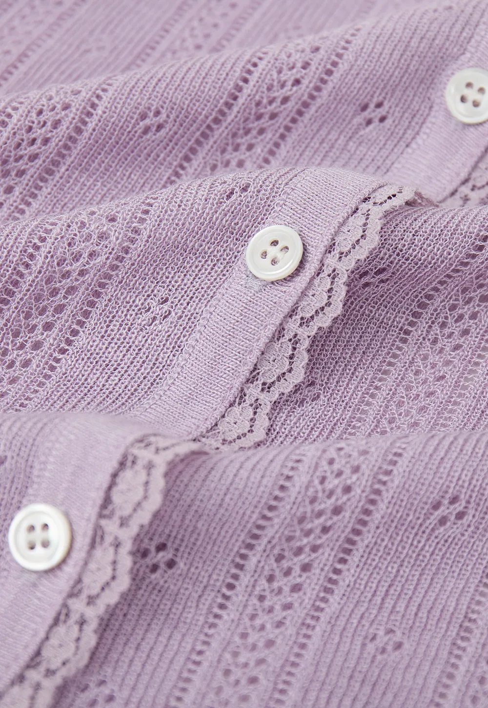 Lace Trim Knit Cardigan Long Sleeve Open Front