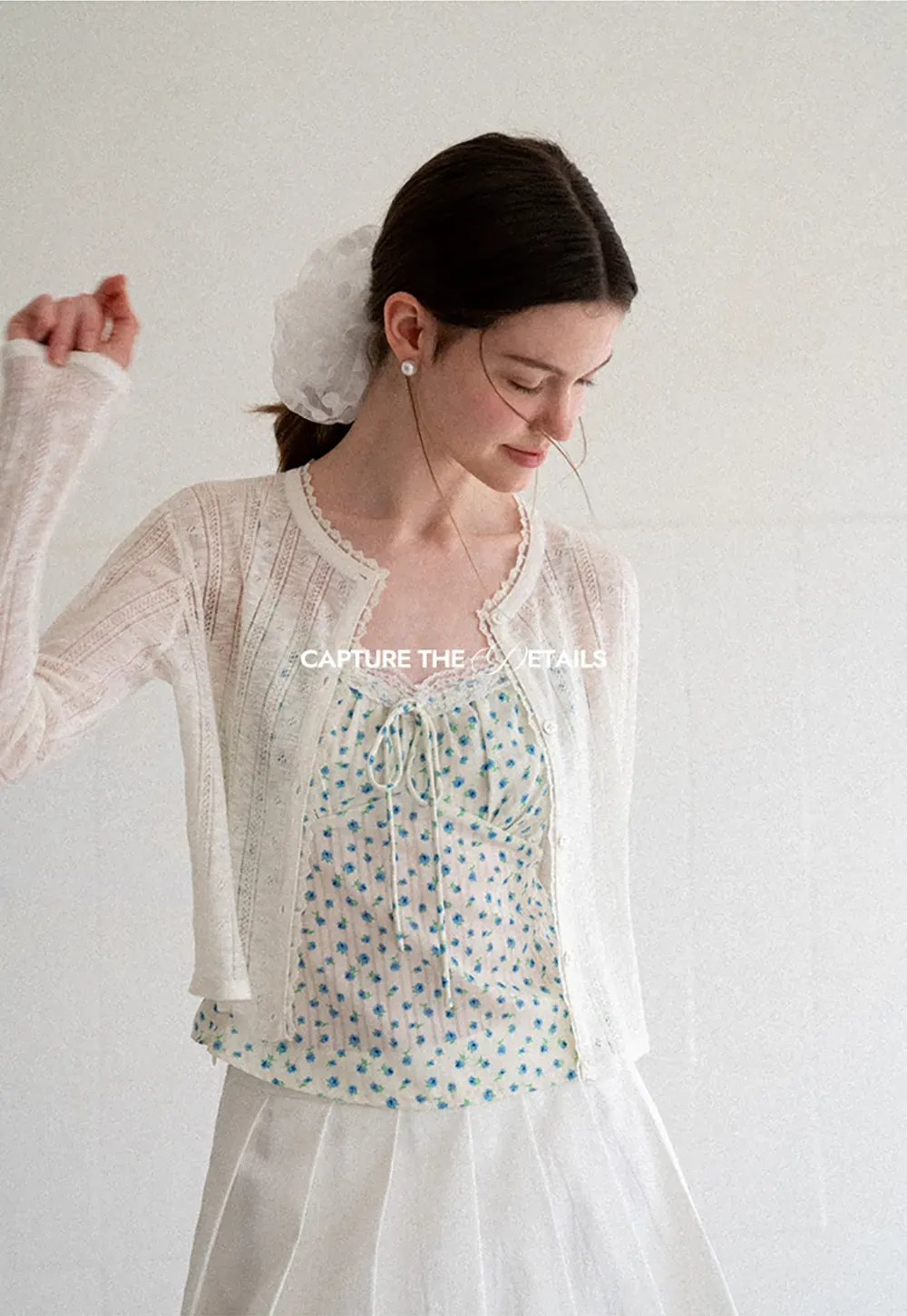 Lace Trim Knit Cardigan Long Sleeve Open Front