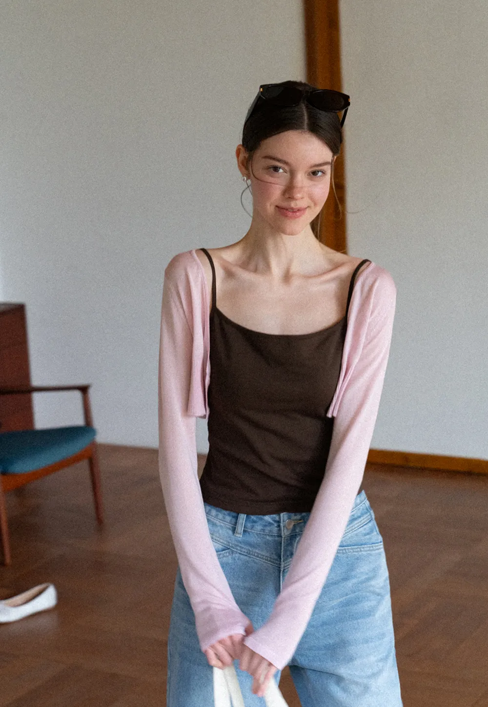 Long Sleeve Knit Sweater With Open Front Tank Top Set