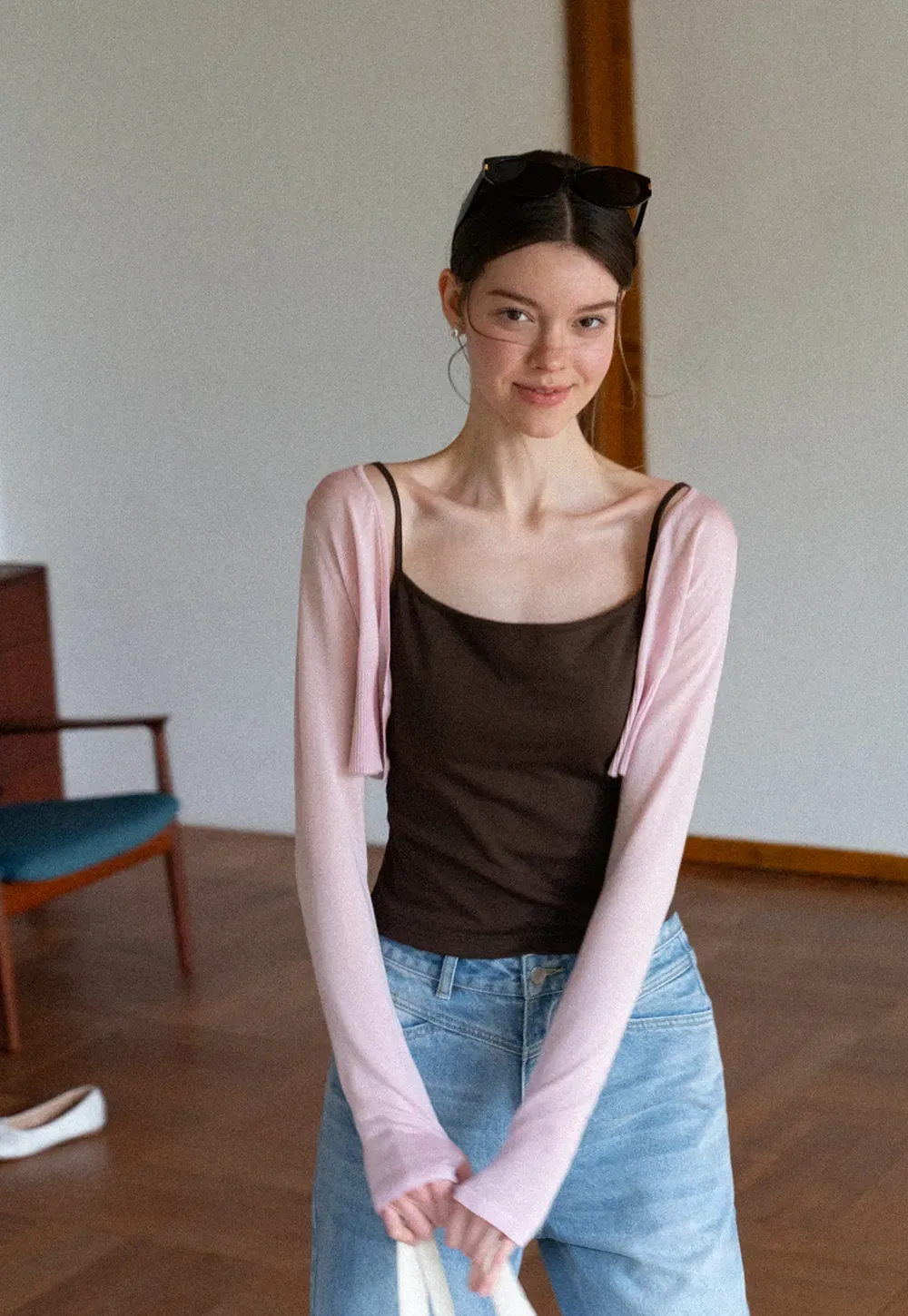 Long Sleeve Knit Sweater With Open Front Tank Top Set