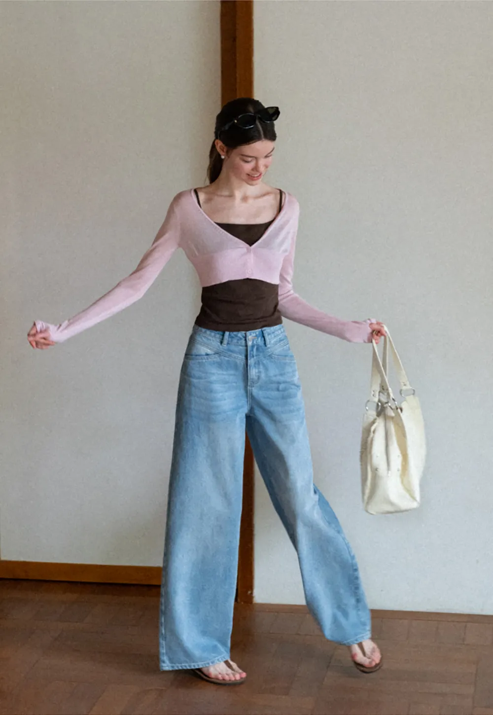 Long Sleeve Knit Sweater With Open Front Tank Top Set