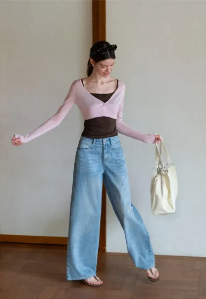 Long Sleeve Knit Sweater With Open Front Tank Top Set