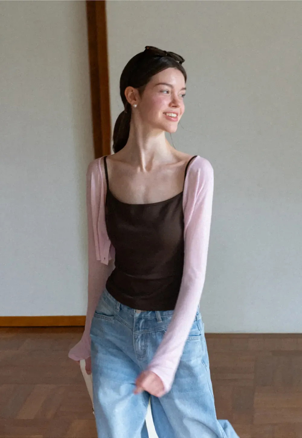 Long Sleeve Knit Sweater With Open Front Tank Top Set