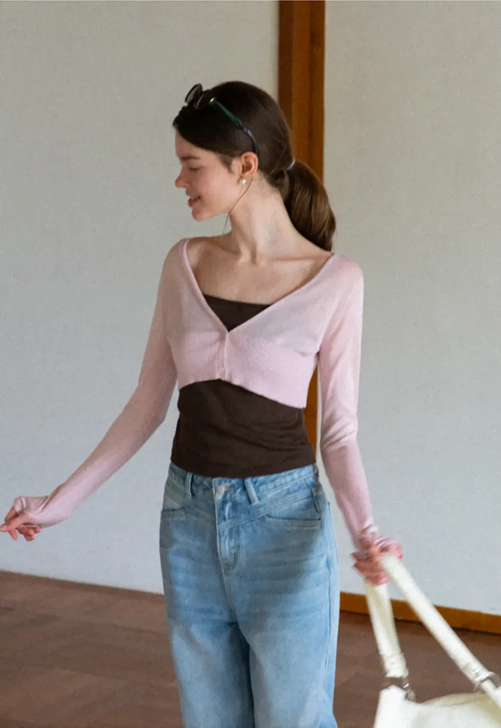 Long Sleeve Knit Sweater With Open Front Tank Top Set