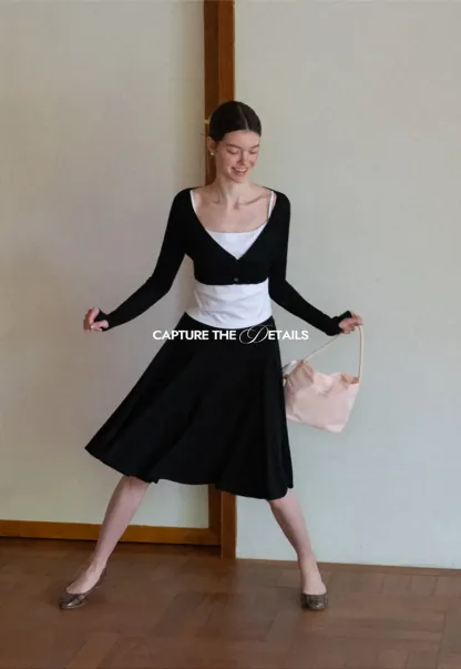 Long Sleeve Knit Sweater With Open Front Tank Top Set