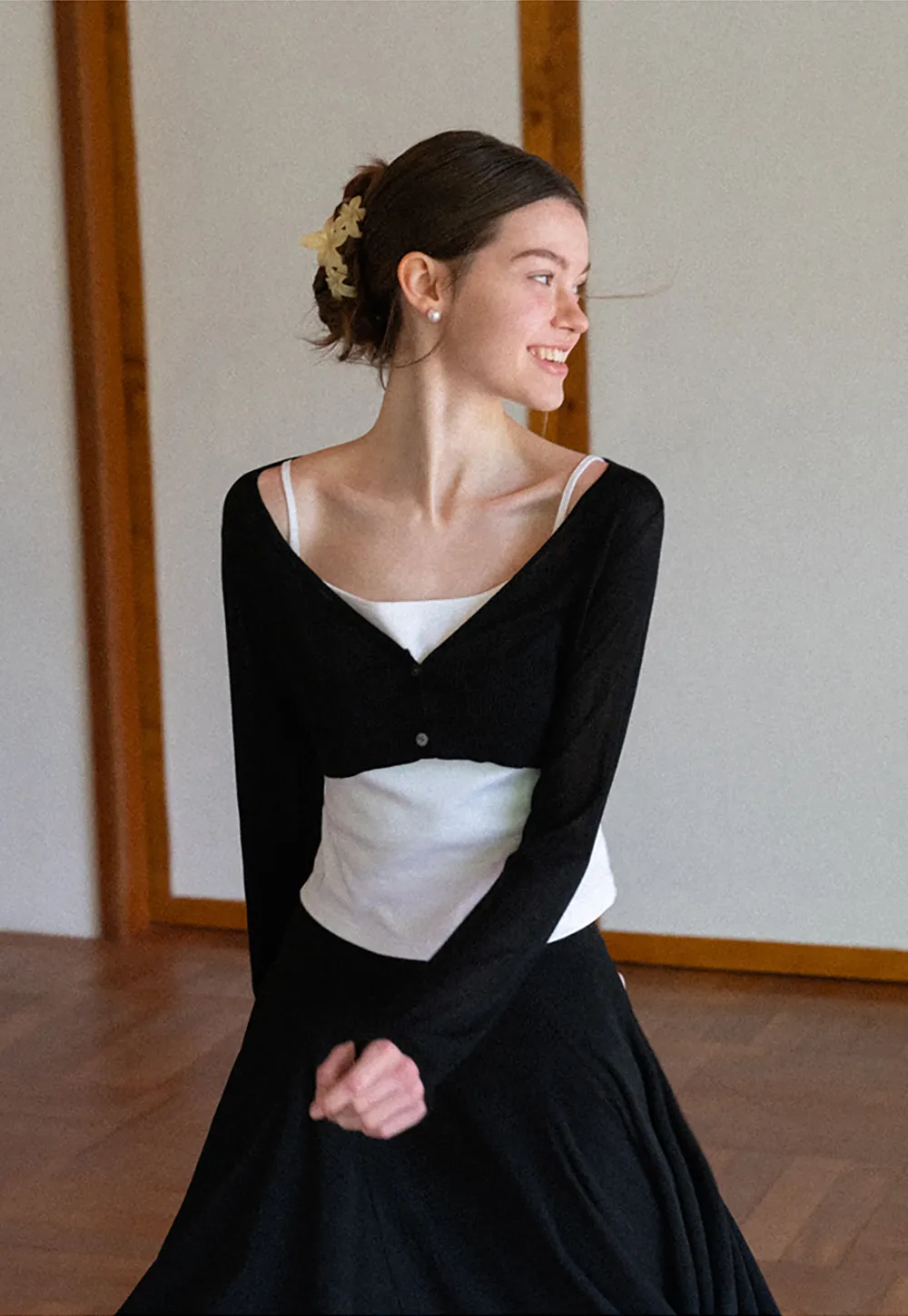 Long Sleeve Knit Sweater With Open Front Tank Top Set