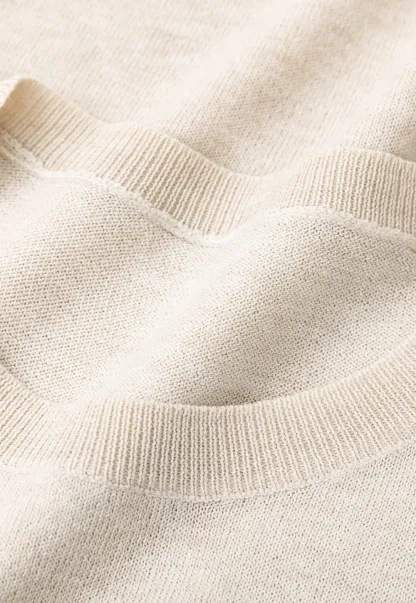 Ribbed Knit Short Sleeve Crewneck Sweater