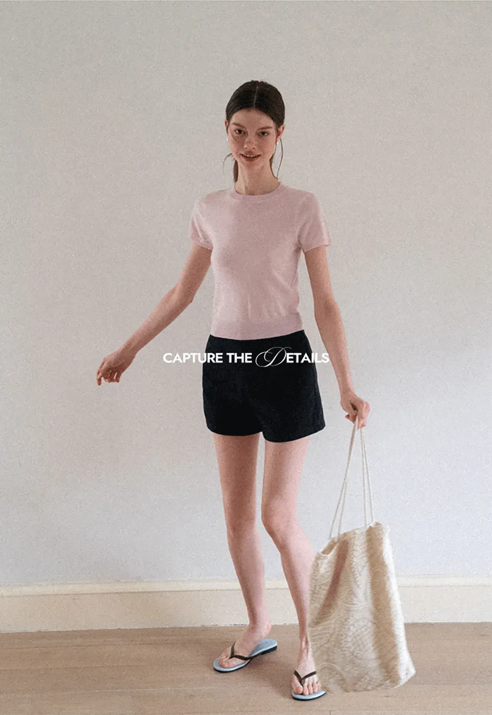 Ribbed Knit Short Sleeve Crewneck Sweater