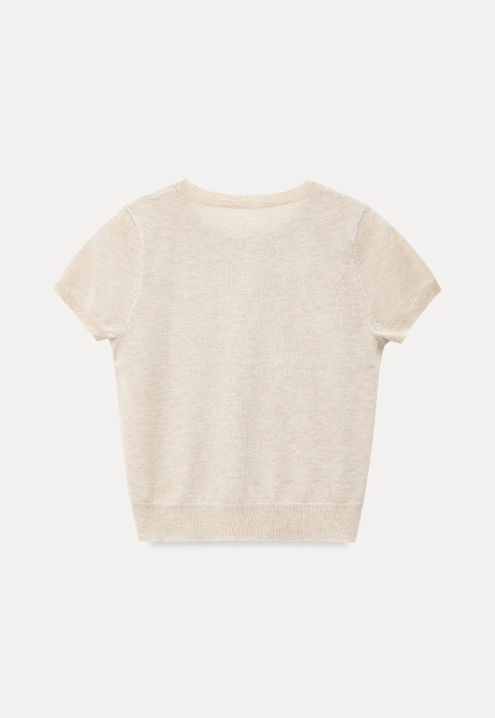 Ribbed Knit Short Sleeve Crewneck Sweater