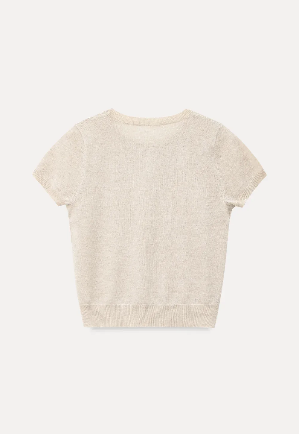 Ribbed Knit Short Sleeve Crewneck Sweater