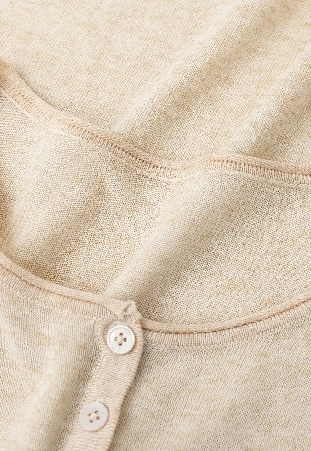 Lace Trim Sleeve Button Front Knit Sweater
