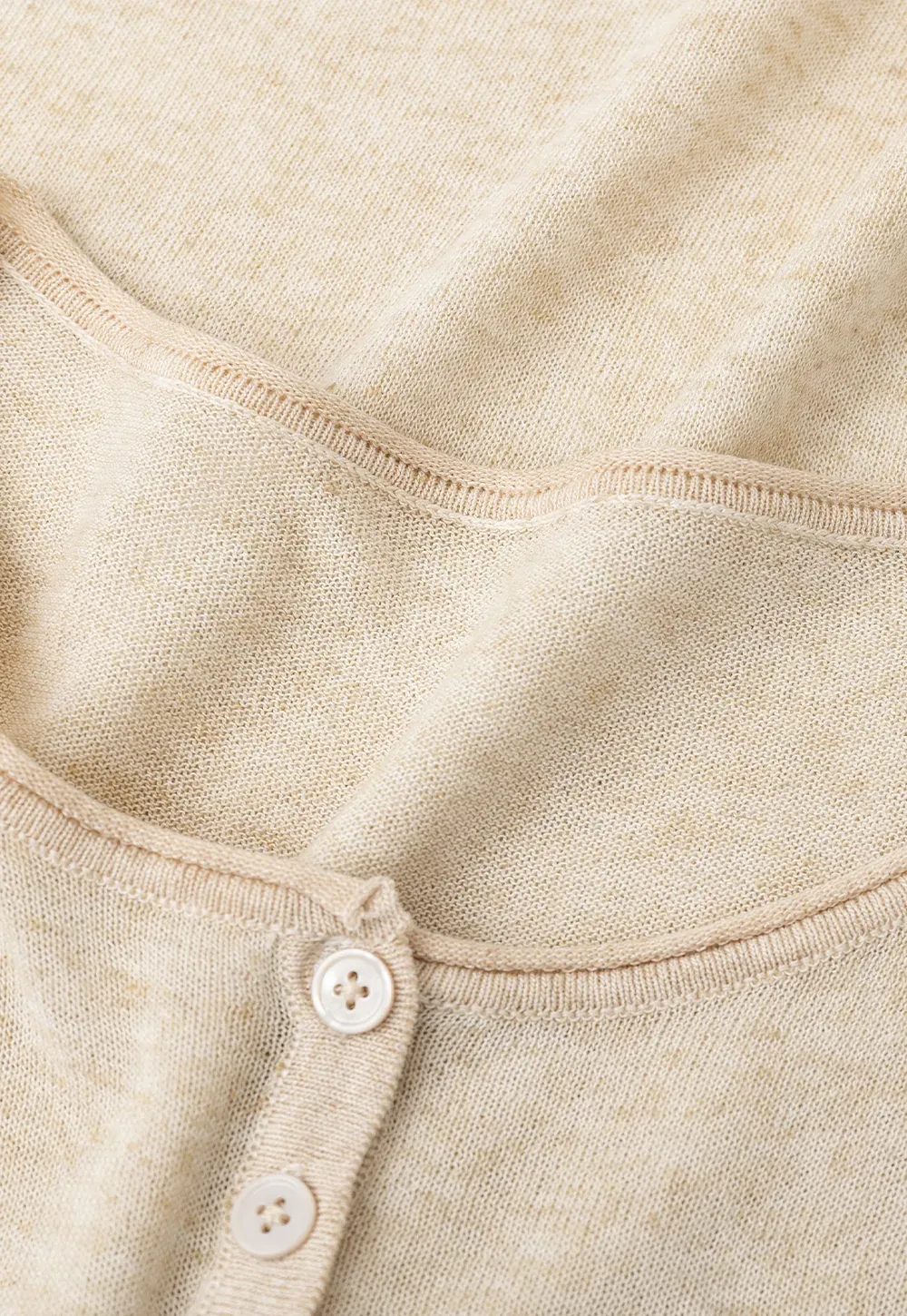 Lace Trim Sleeve Button Front Knit Sweater
