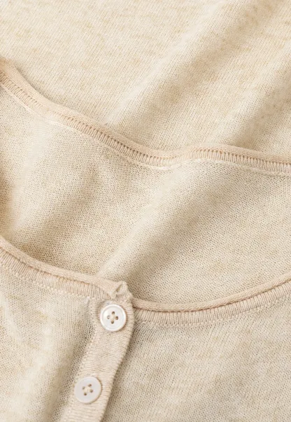 Lace Trim Sleeve Button Front Knit Sweater
