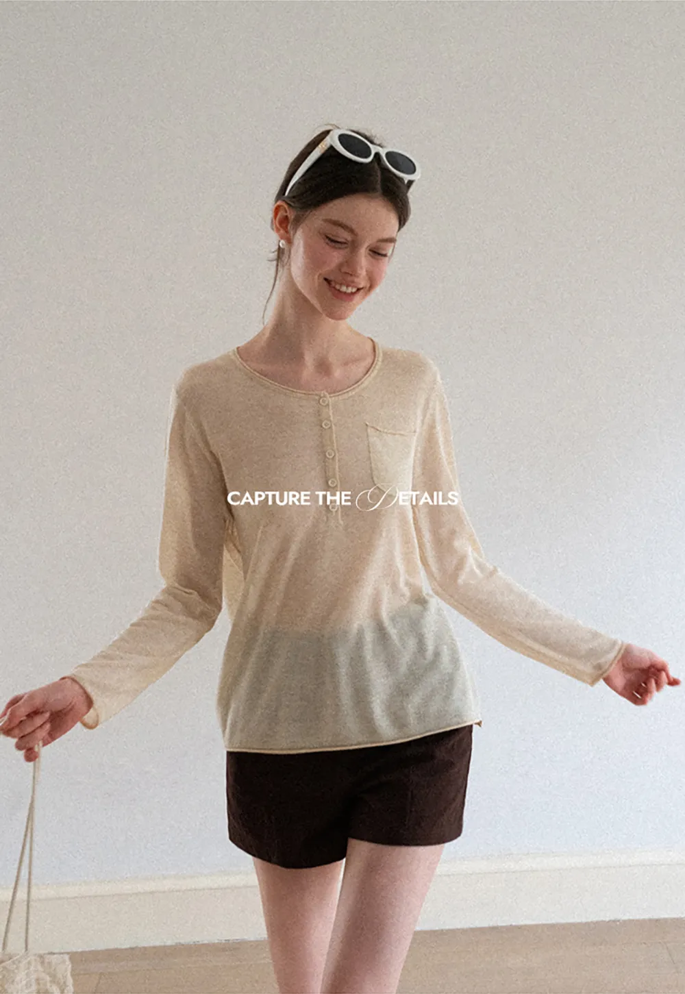Lace Trim Sleeve Button Front Knit Sweater