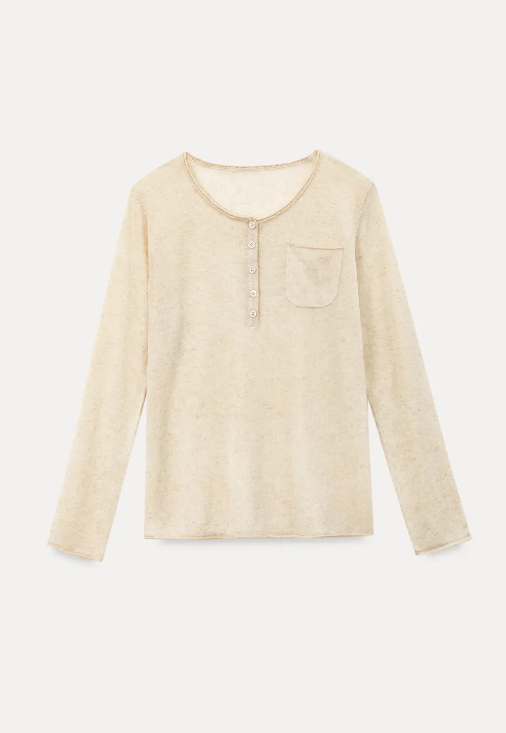Lace Trim Sleeve Button Front Knit Sweater