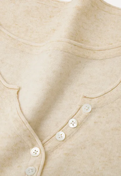 V Neck Button Front Knit Sweater