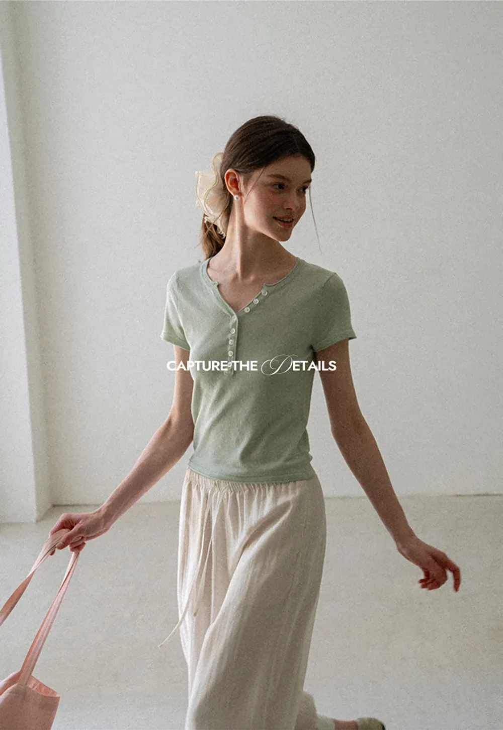 V Neck Button Front Knit Sweater
