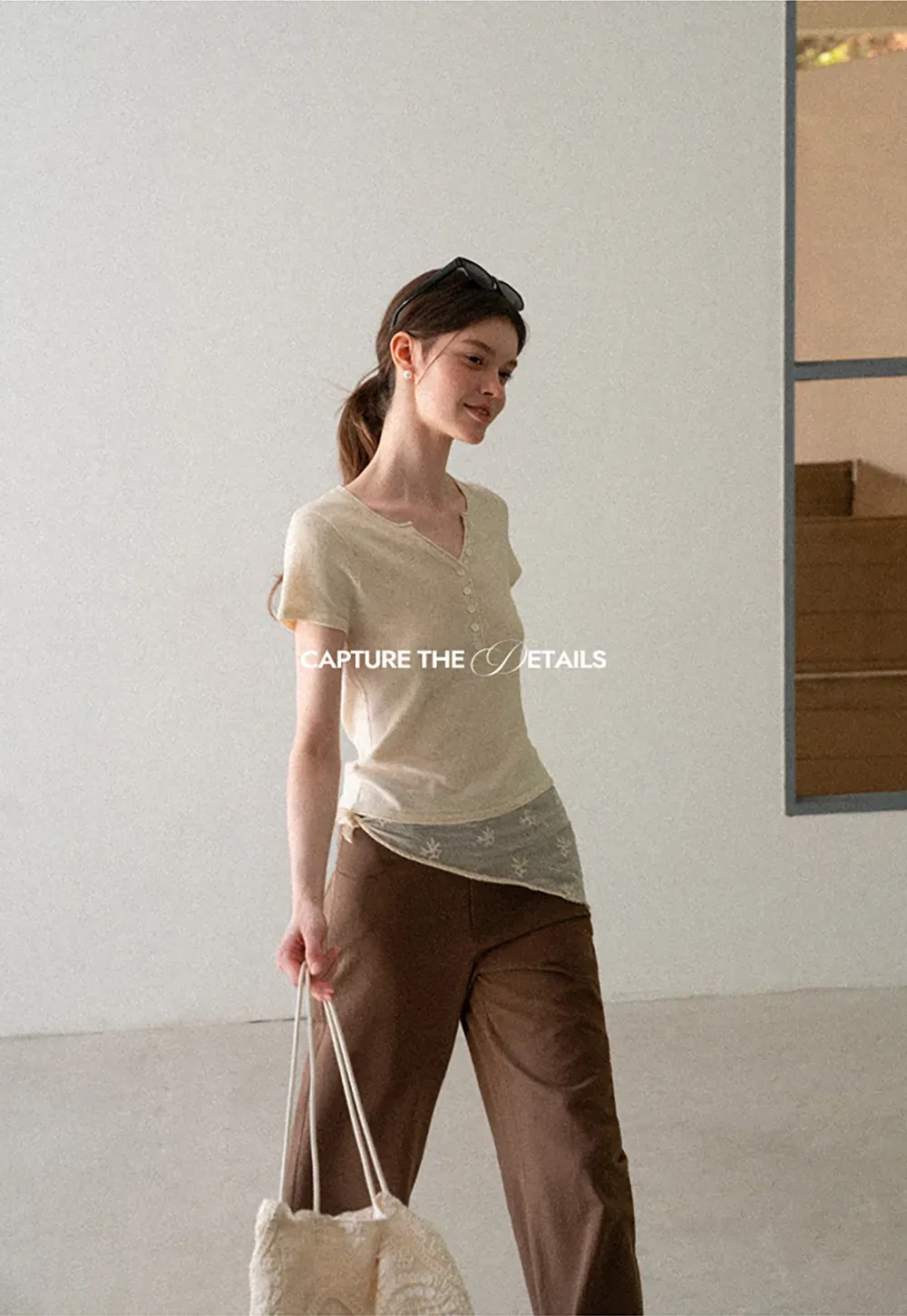 V Neck Button Front Knit Sweater