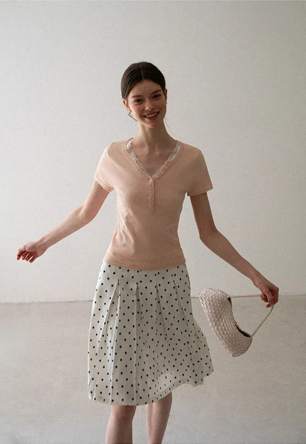 V Neck Button Front Knit Sweater