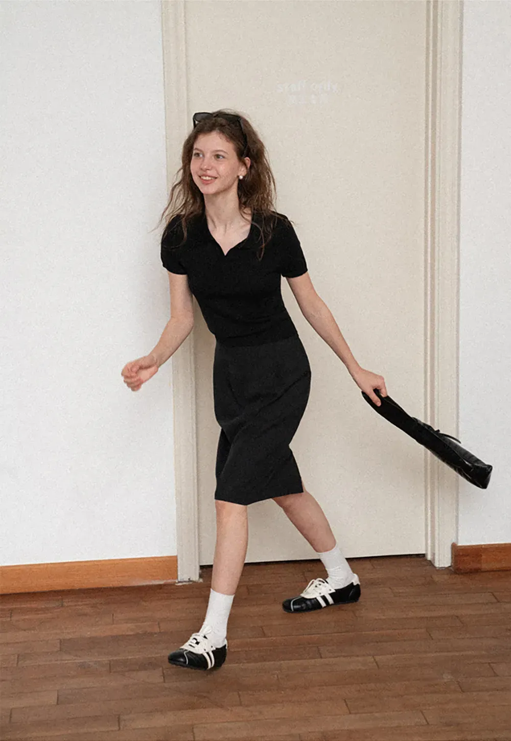 Polo Collar Short Sleeve Knit Sweater