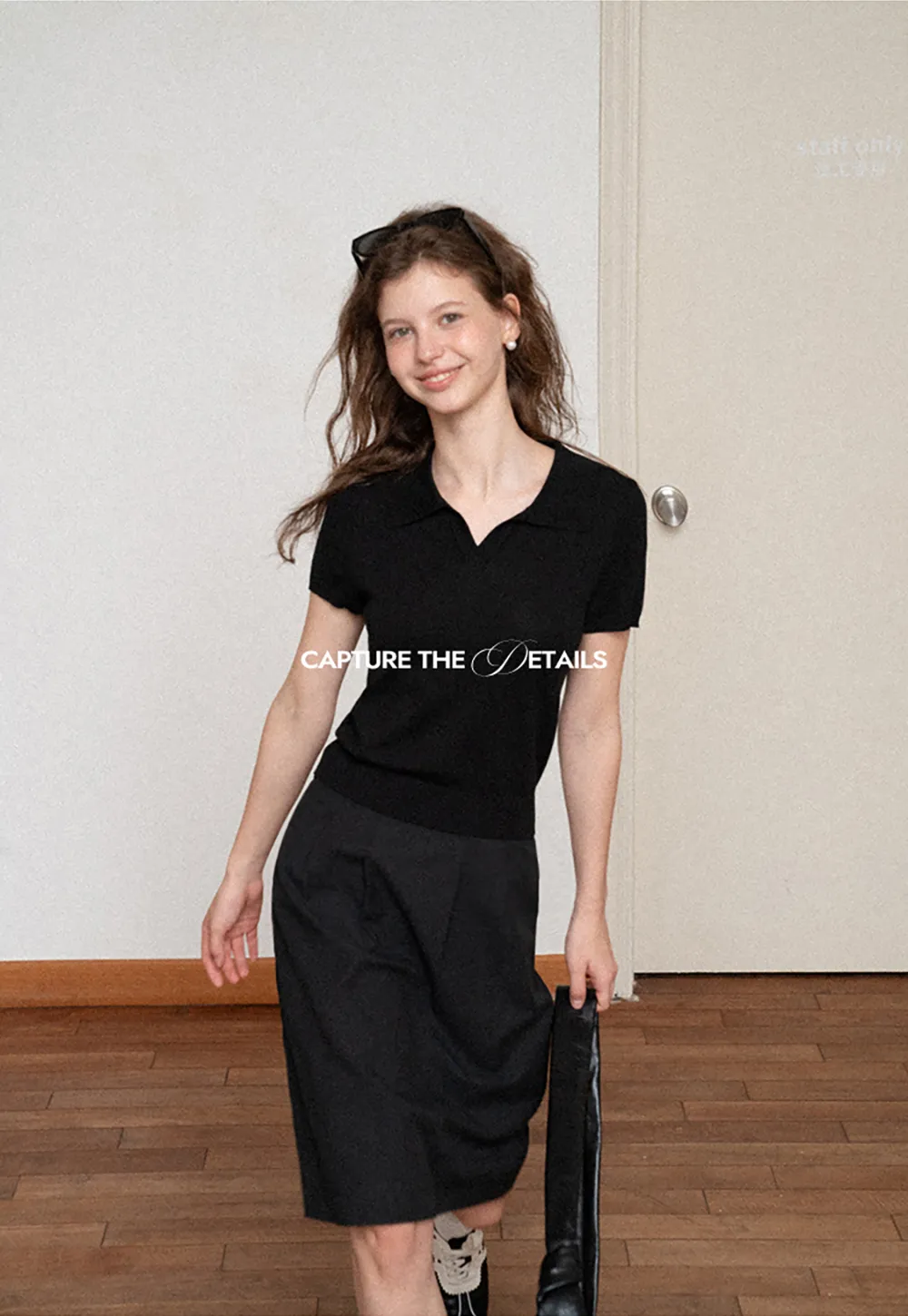 Polo Collar Short Sleeve Knit Sweater