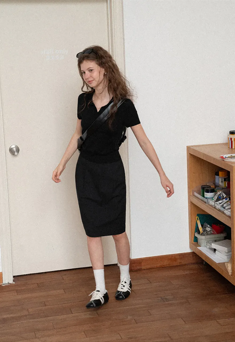 Polo Collar Short Sleeve Knit Sweater