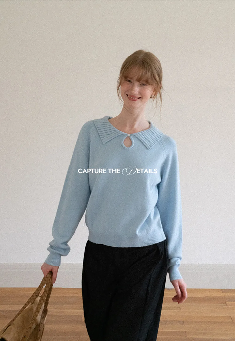 Collar Neck Keyhole Detail Knit Sweater