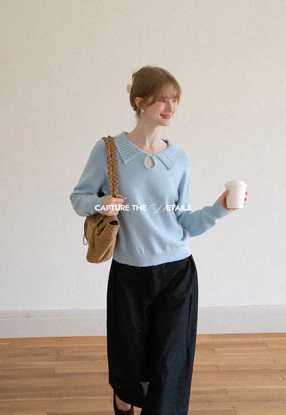 Collar Neck Keyhole Detail Knit Sweater