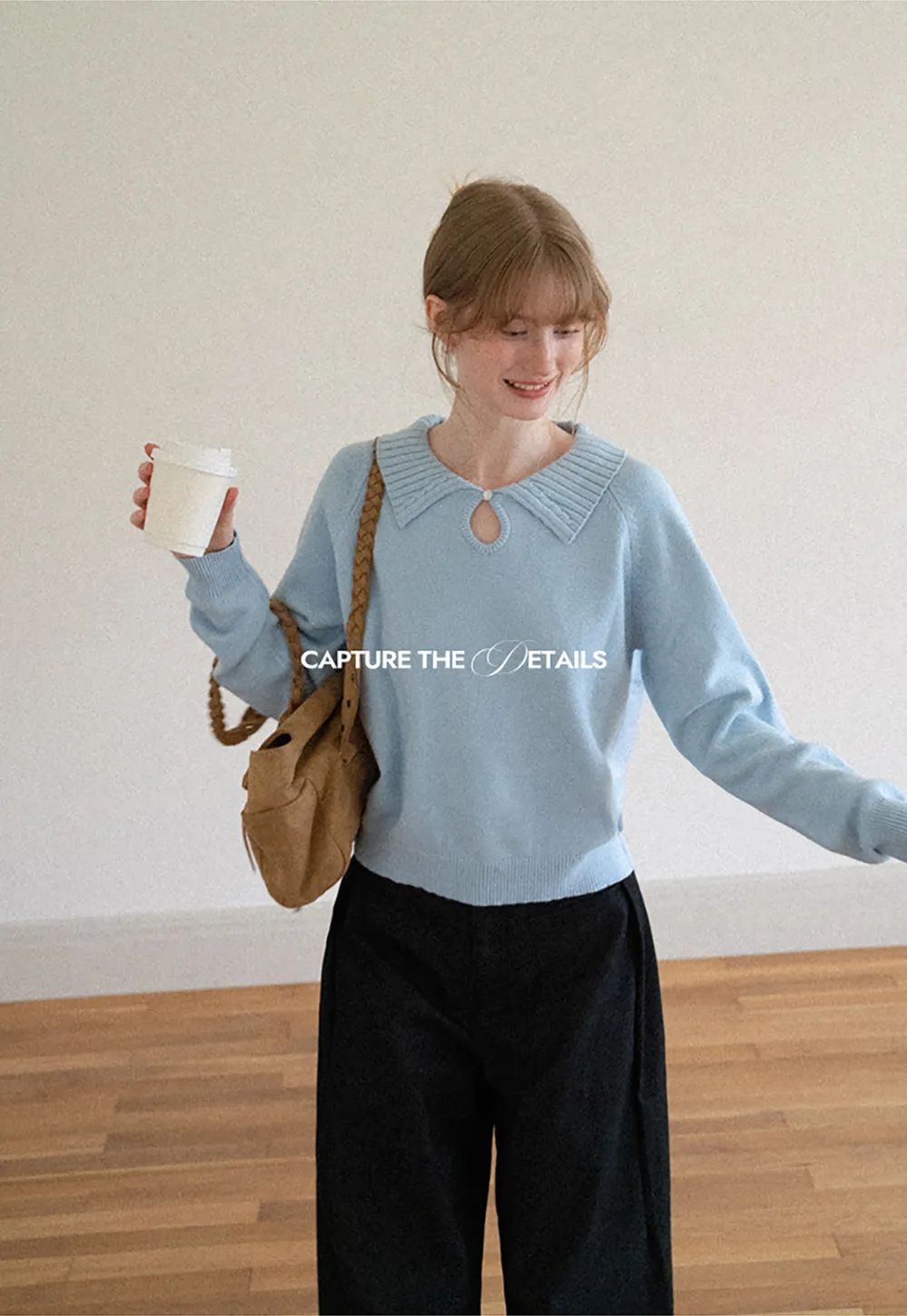 Collar Neck Keyhole Detail Knit Sweater