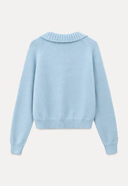 Collar Neck Keyhole Detail Knit Sweater