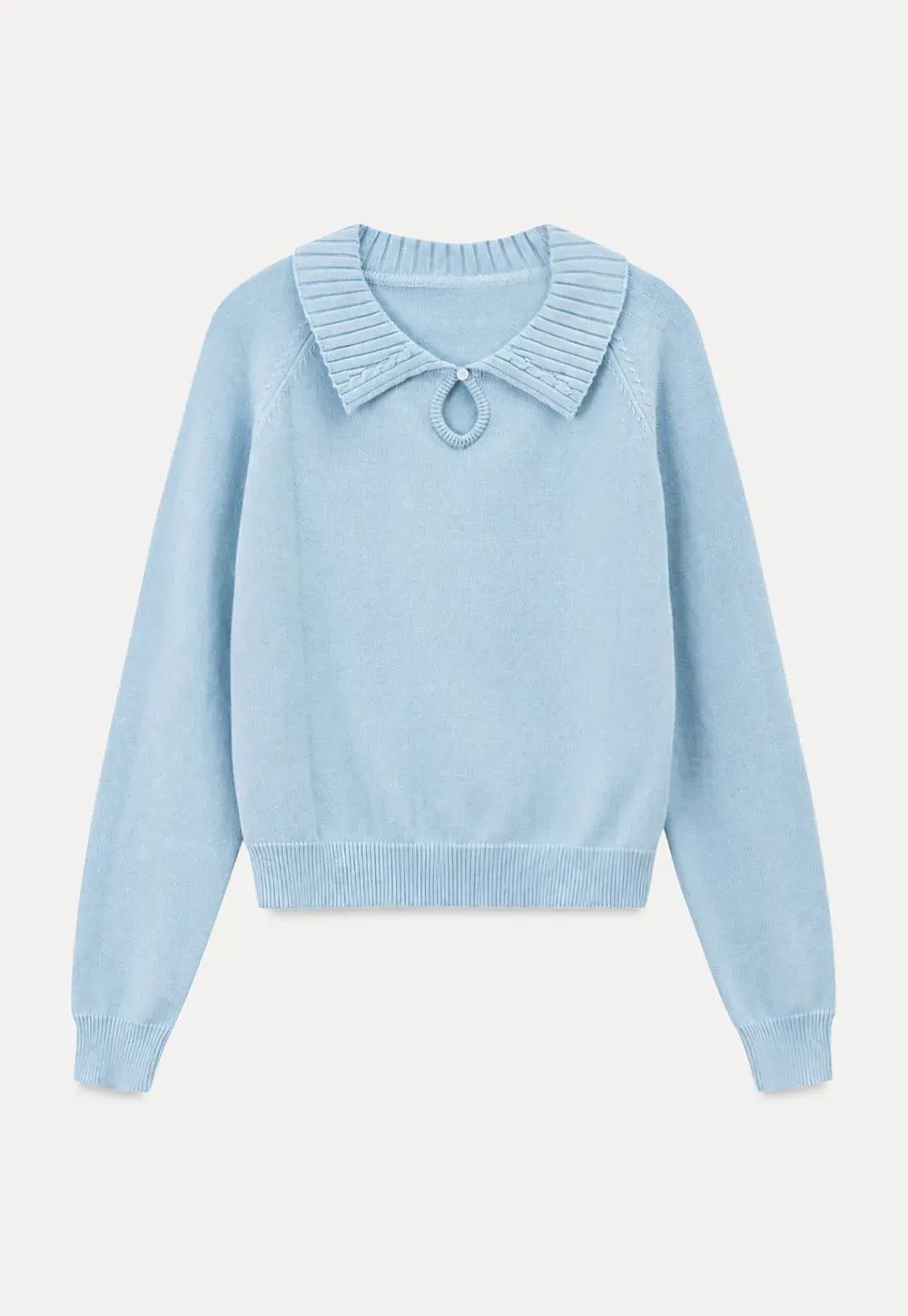 Collar Neck Keyhole Detail Knit Sweater