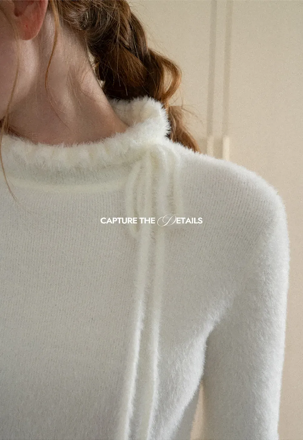 Ruffled High Neck Tie Detail Knit Sweater