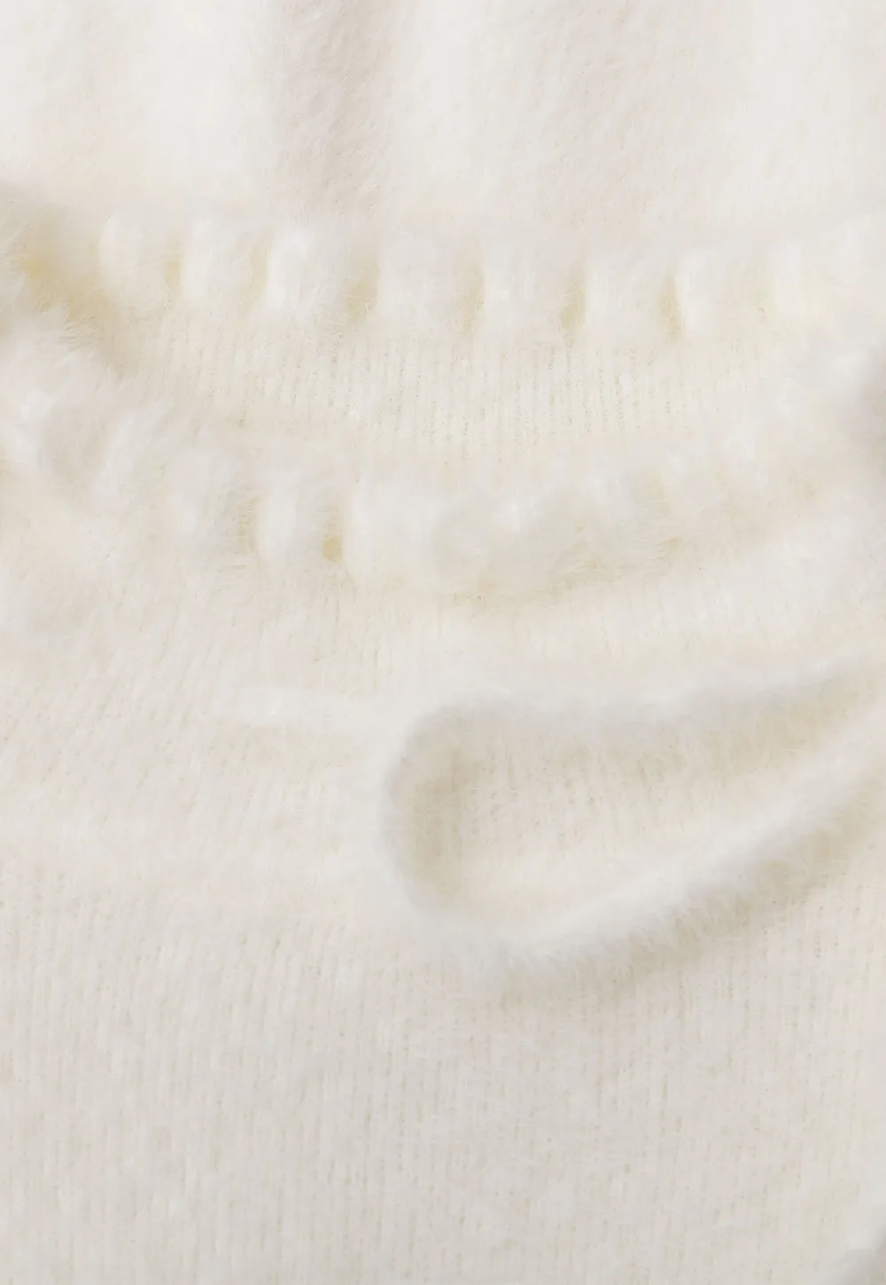 Ruffled High Neck Tie Detail Knit Sweater