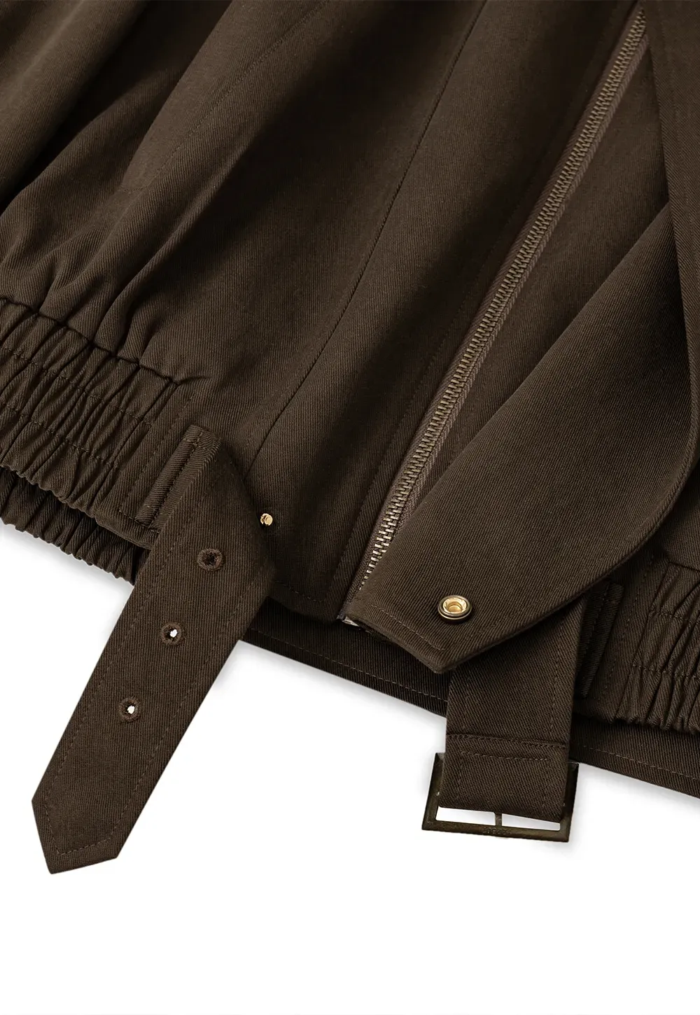 Oversized Collar Short Jacket with Drawstring Hem