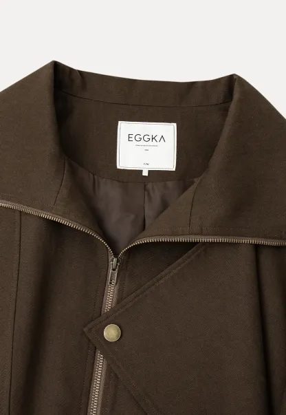 Oversized Collar Short Jacket with Drawstring Hem